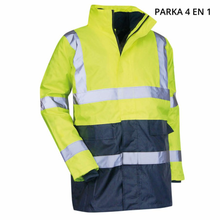 Parka 4 en 1 haute visibilité jaune LMA PREVENTION