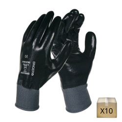 PROGRIP Gants jetables, Gants nitrile extra forts, Gant nitrile noir M, 2x  plus épais, Gant noir avec structure diamant, Gants mecanicien  extra-résistants, 50 pcs/boîte, gants nitrile M, L, XL, XXL