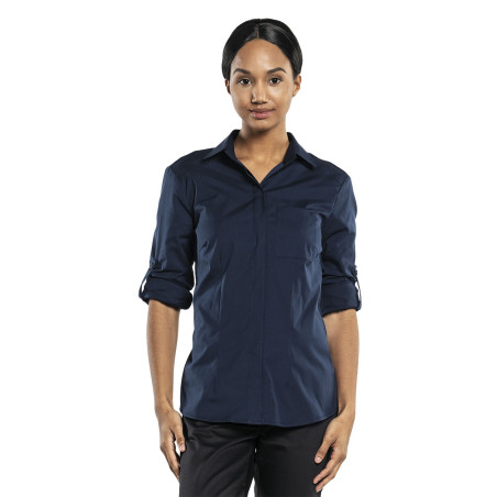 Chemise bleue femme chaud devant 