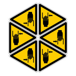 Picto autocollant danger écrasement des mains novap