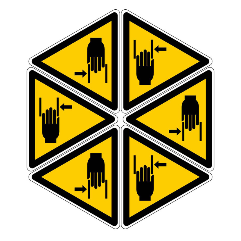 Picto autocollant danger écrasement des mains novap