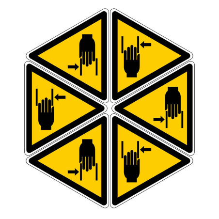 Picto autocollant danger écrasement des mains novap
