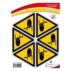 Planche de stickers danger écrasement des mains