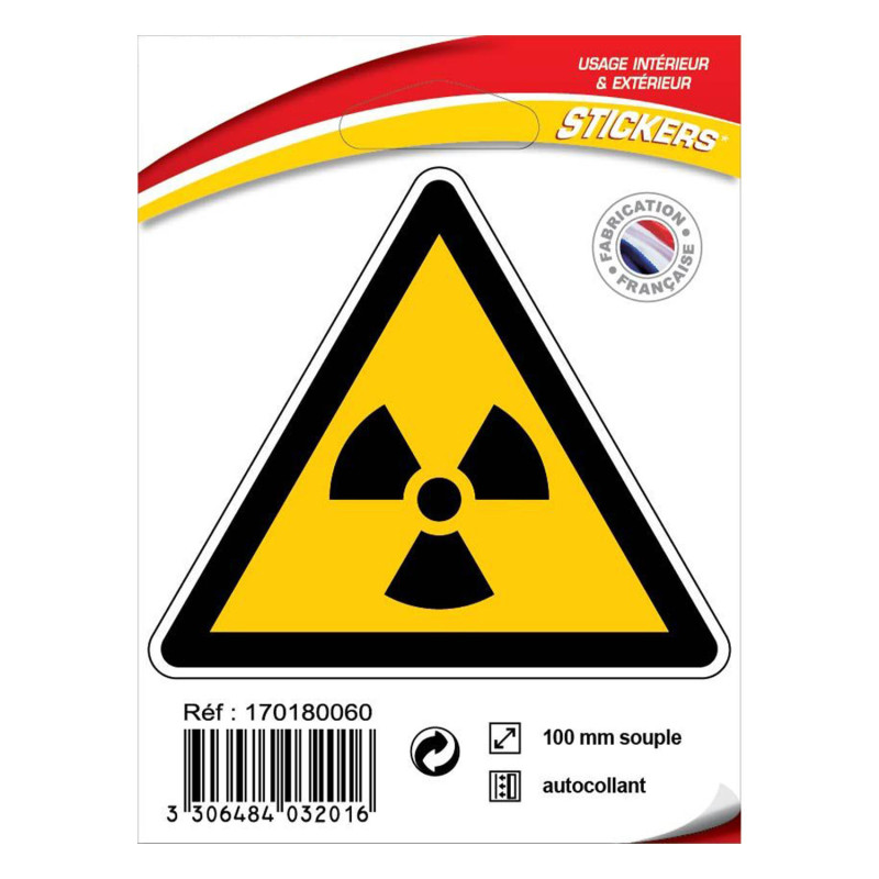 Sticker danger matière radiation ionisante btp