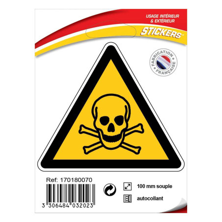 Panneau autocollant danger de mort sécurité