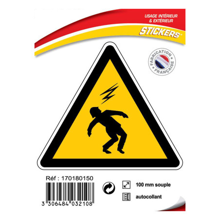 Panneau autocollant rigide danger électrocution sécurité