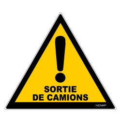 Panneau rigide danger sortie de camion chantier