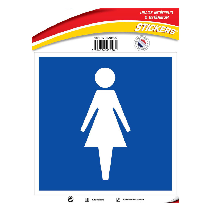 Panneau autocollant signalisation information toilettes femme btp
