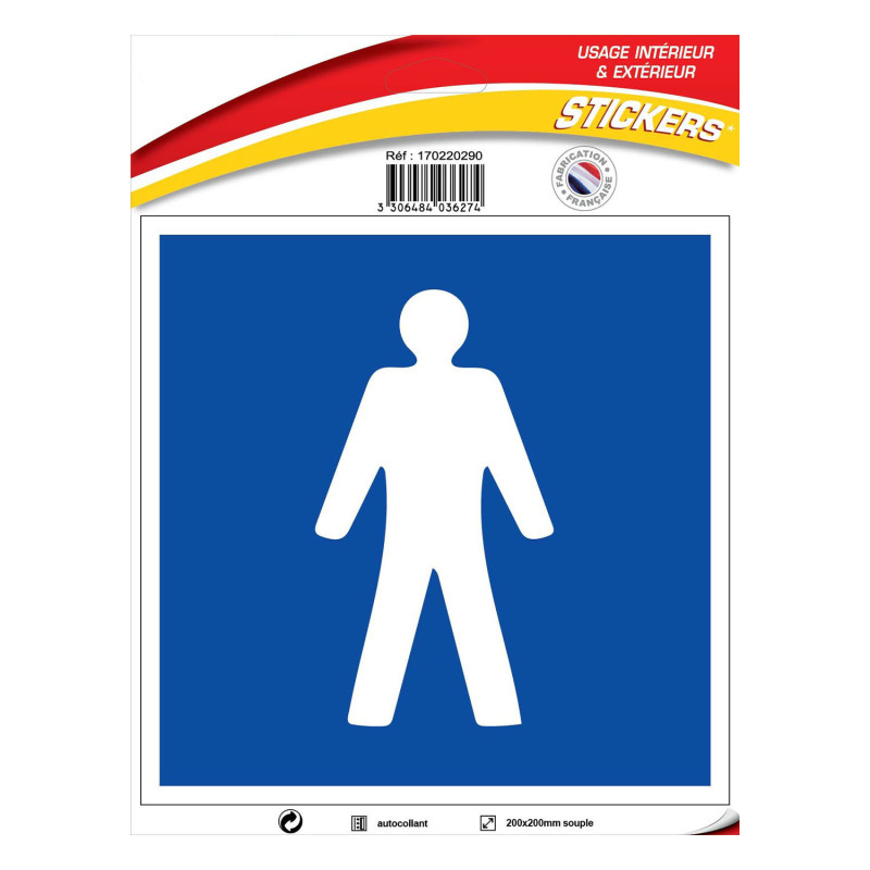 Sticker information toilettes hommes chantier