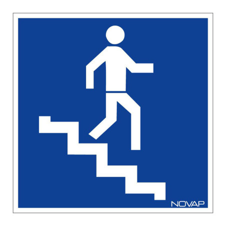 Panneau rigide information escalier descente Novap