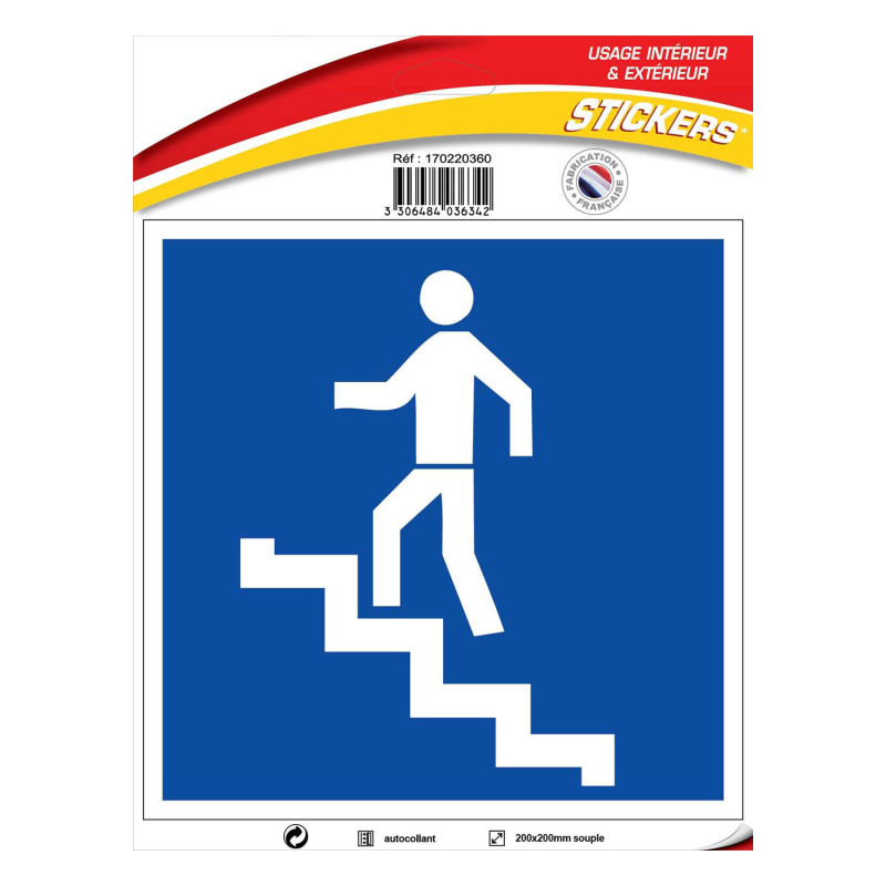 Panneau autocollant information escalier montée novap