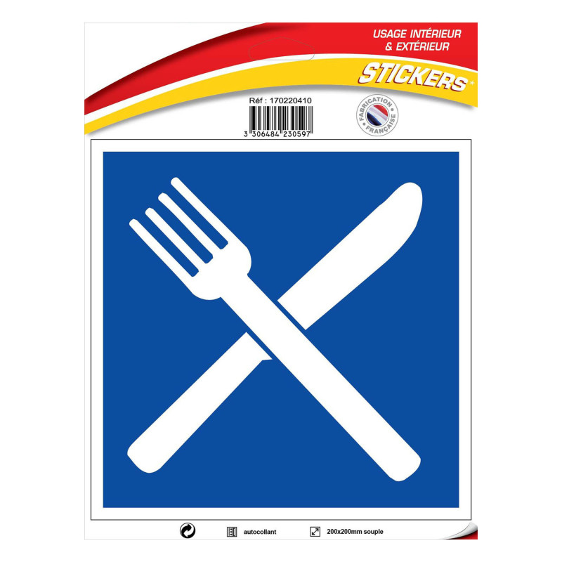 Panneau autocollant de signalisation d'information restauration
