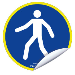Sticker fluo obligation d'emprunter le passage chantier