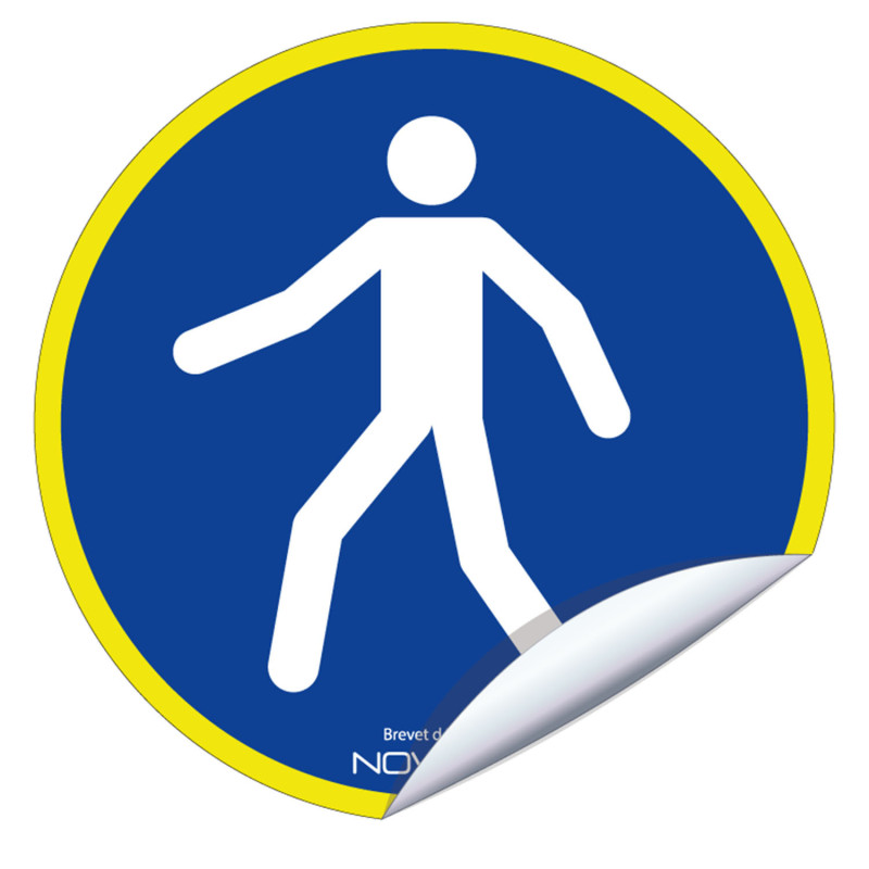 Sticker fluo obligation d'emprunter le passage chantier