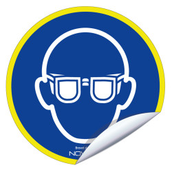 Panneau autocollant fluo port des lunettes obligatoire logistique