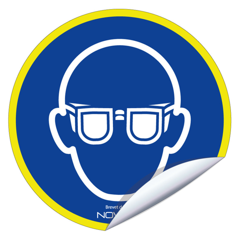 Panneau autocollant fluo port des lunettes obligatoire logistique