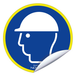 Sticker port du casque obligatoire chantier