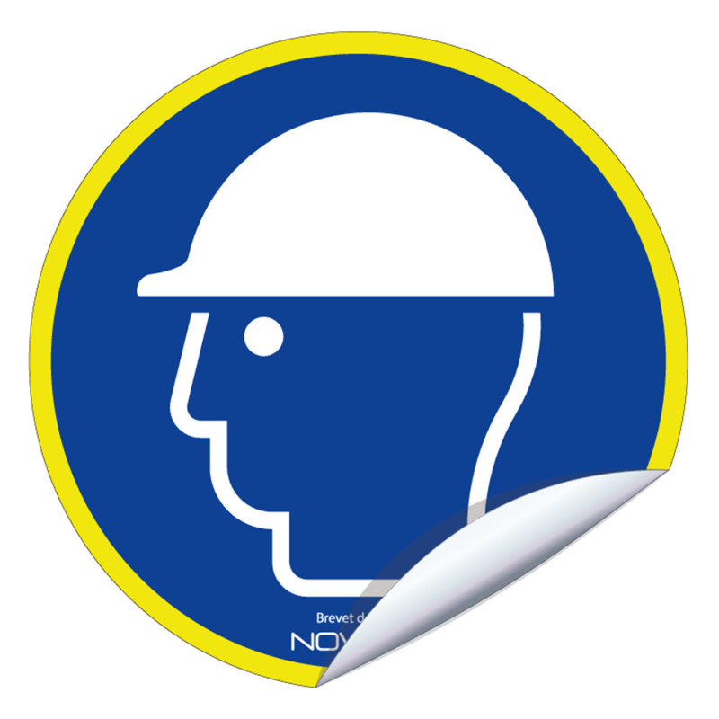Sticker port du casque obligatoire chantier