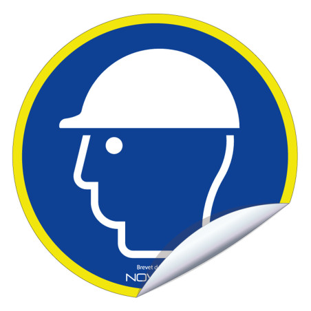 Sticker port du casque obligatoire chantier