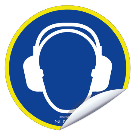 Panneau adhesif fluo port du casque antibruit obligatoire Novap