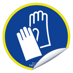 Panneau sticker fluo port des gants de protection obligatoire logistique