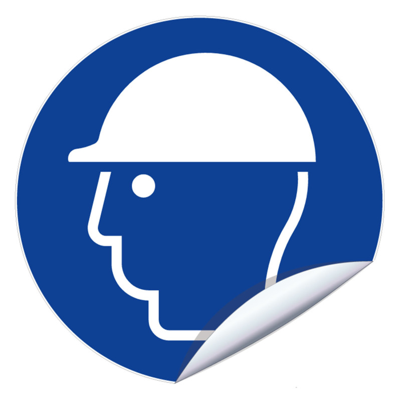 Panneau adhesif casque de protection obligatoire btp