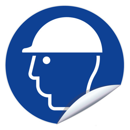 Panneau adhesif casque de protection obligatoire btp