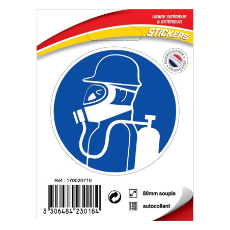 Sticker obligation de porter un casque et un appareil respiratoire industrie