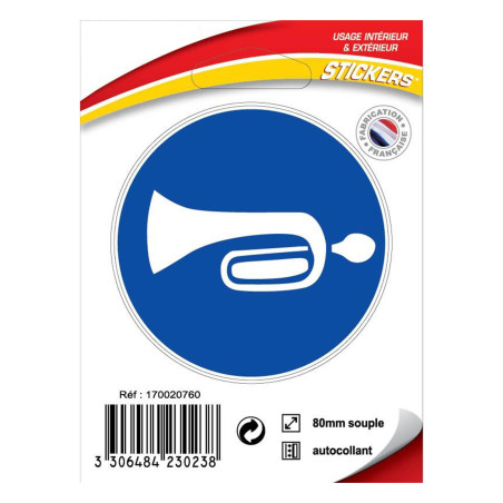 Sticker obligation d'utiliser un avertisseur sonore btp