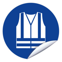 Panneau autocollant gilet de sécurité hv obligatoire btp