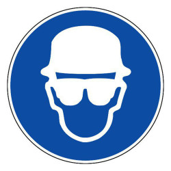panneau obligation de porter un casque et lunettes btp 