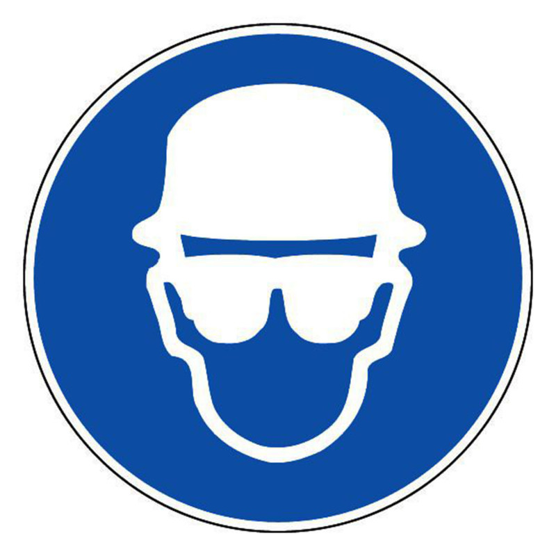 panneau obligation de porter un casque et lunettes btp 