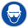 panneau obligation de porter un casque et lunettes btp 