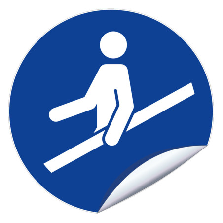 Sticker obligation utiliser la main courante logistique