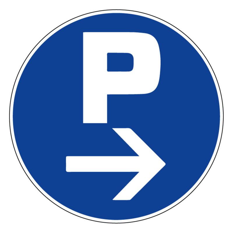Panneau rigide obligation parking à droite btp