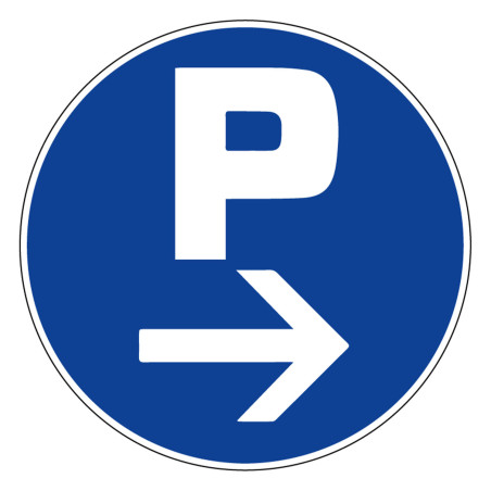 Panneau rigide obligation parking à droite btp