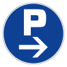 Panneau rigide obligation parking à droite btp