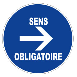 Panneau rigide obligation sens obligatoire à droite chantier