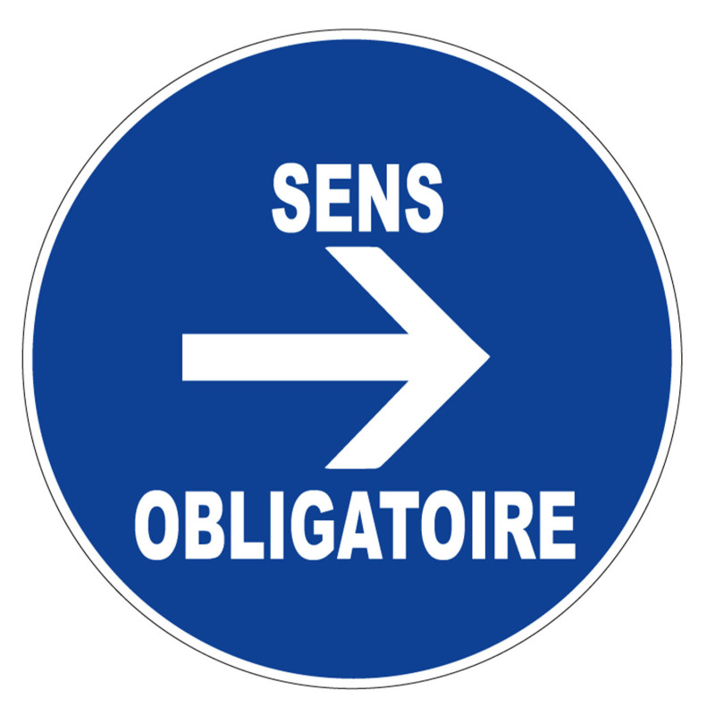 Panneau rigide obligation sens obligatoire à droite chantier