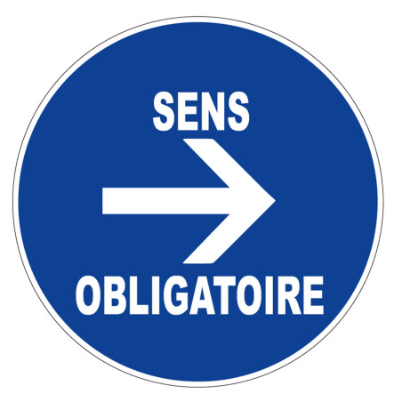 Panneau rigide obligation sens obligatoire à droite chantier