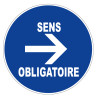 Panneau rigide obligation sens obligatoire à droite chantier