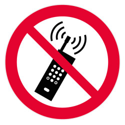 Panneau interdiction d'activer des téléphones mobiles Novap