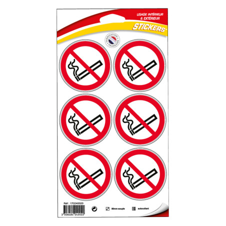 Picto adhesif défense de fumer industrie