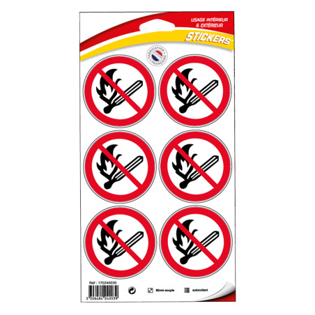 planche autocollants interdiction de feu novap