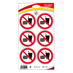 Planche autocollants interdiction de manger ou de boire Novap