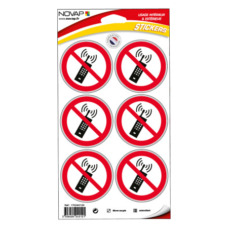 Planche stickers interdiction téléphones logistique