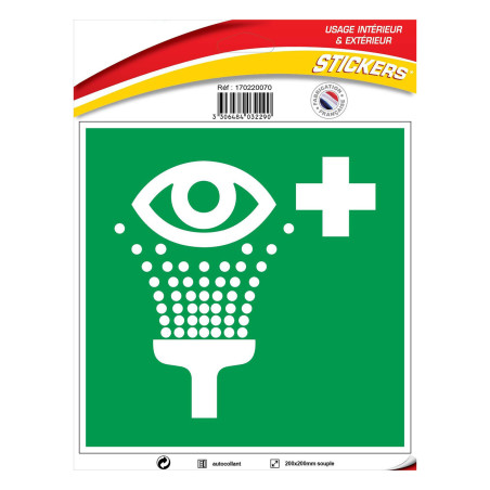 Sticker secours équipement de rinçage des yeux logistique