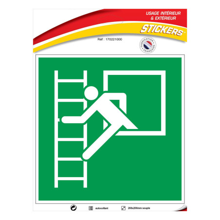 Sticker secours fenêtre de secours avec échelle btp