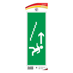 Panneau sticker sortie de secours escalier montée gauche logistique