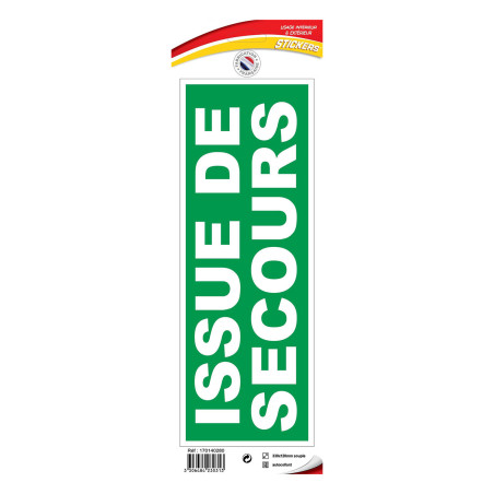 Panneau autocollant secours issue de secours logistique